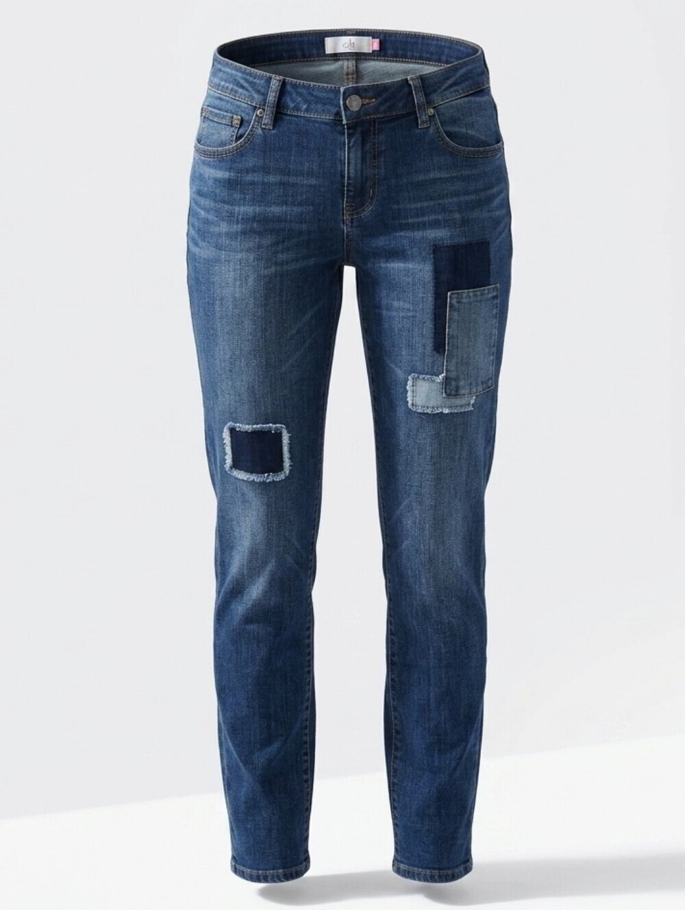 CAbi Jeans Slim Boyfriend Patchwork Bohemian Denim Women's Sz.4